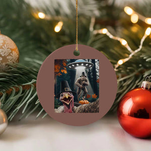 Thanksgiving Funny Bigfoot Turkey Selfie Ceramic Ornament TS14 1pc Mocha Print Your Wear