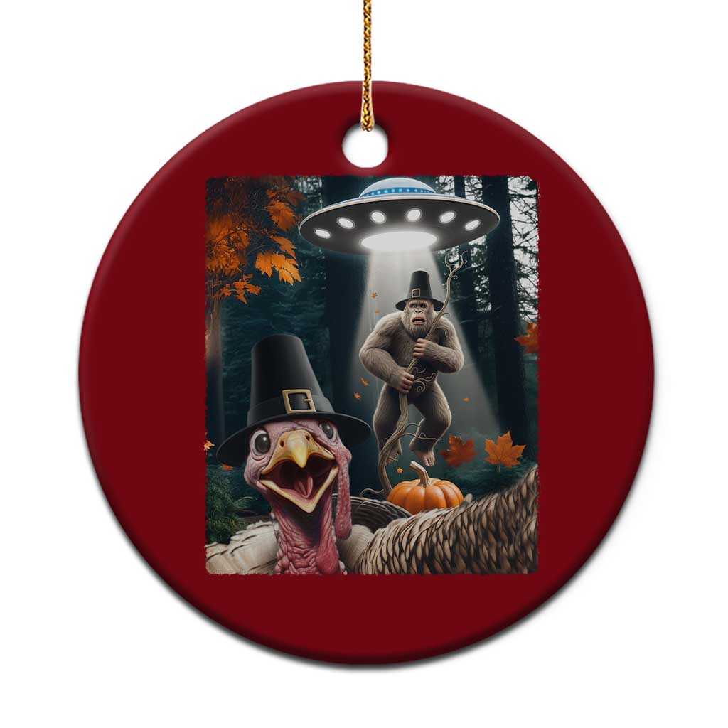 Thanksgiving Funny Bigfoot Turkey Selfie Ceramic Ornament TS14 1pc Red Print Your Wear