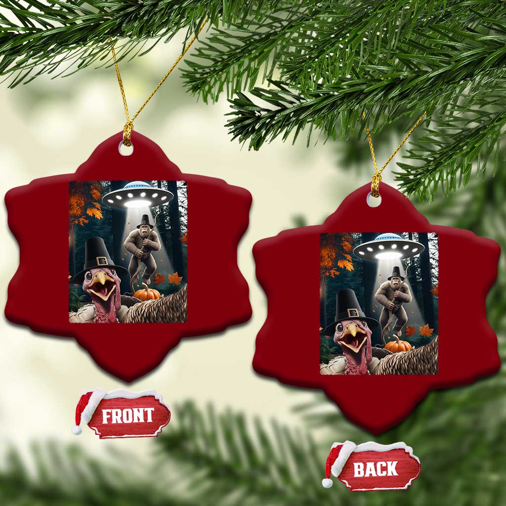 Thanksgiving Funny Bigfoot Turkey Selfie Ceramic Ornament TS14 Print Your Wear