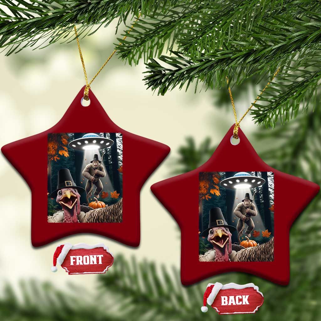 Thanksgiving Funny Bigfoot Turkey Selfie Ceramic Ornament TS14 Print Your Wear