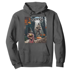 Thanksgiving Funny Bigfoot Turkey Selfie Hoodie TS14 Dark Heather Print Your Wear