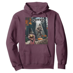 Thanksgiving Funny Bigfoot Turkey Selfie Hoodie TS14 Maroon Print Your Wear