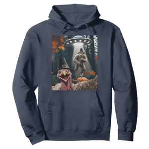 Thanksgiving Funny Bigfoot Turkey Selfie Hoodie TS14 Navy Print Your Wear