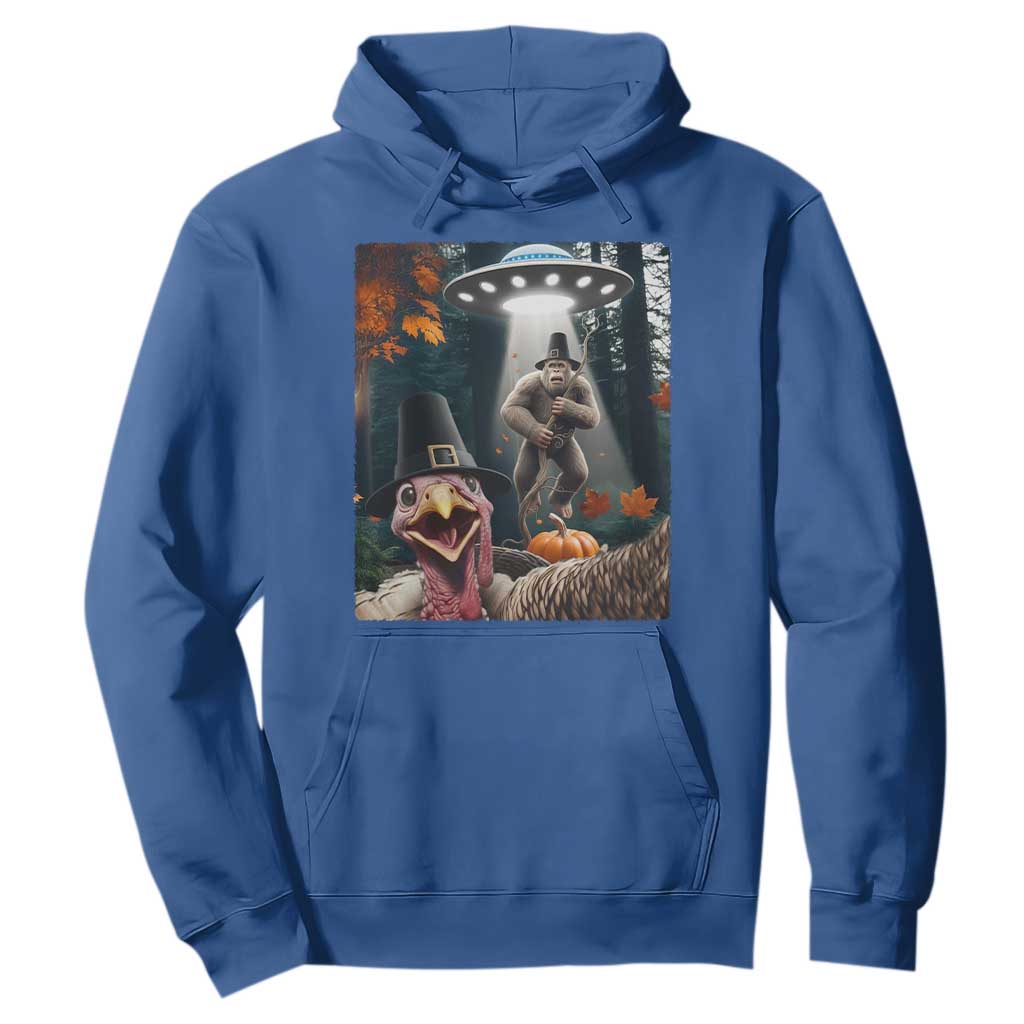 Thanksgiving Funny Bigfoot Turkey Selfie Hoodie TS14 Royal Blue Print Your Wear