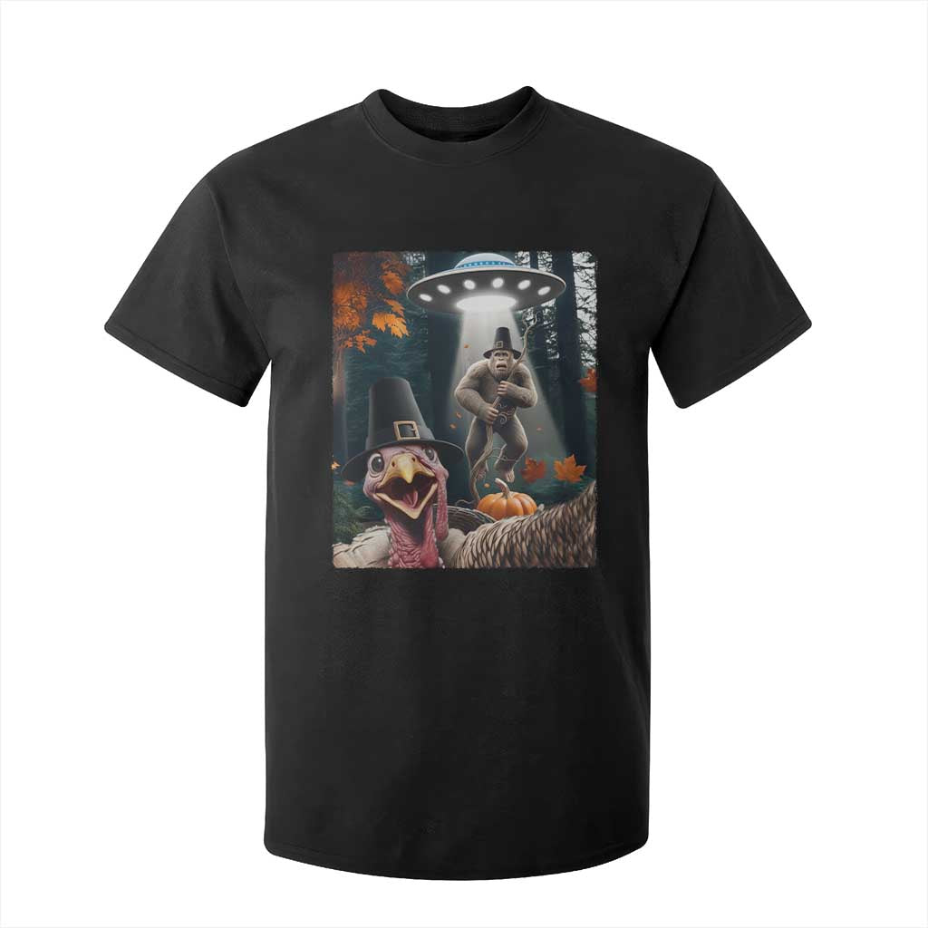 Thanksgiving Funny Bigfoot Turkey Selfie T Shirt For Kid TS14 Black Print Your Wear