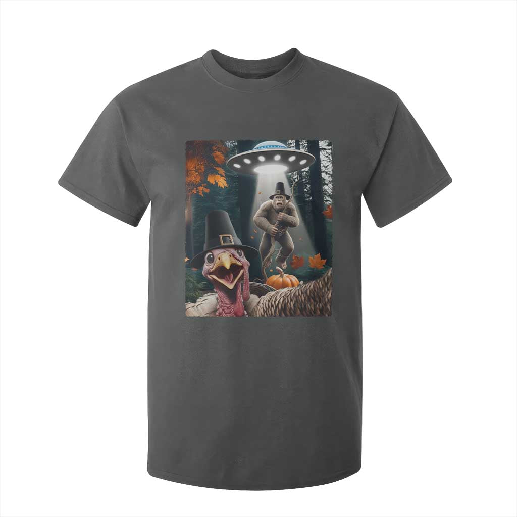 Thanksgiving Funny Bigfoot Turkey Selfie T Shirt For Kid TS14 Dark Heather Print Your Wear