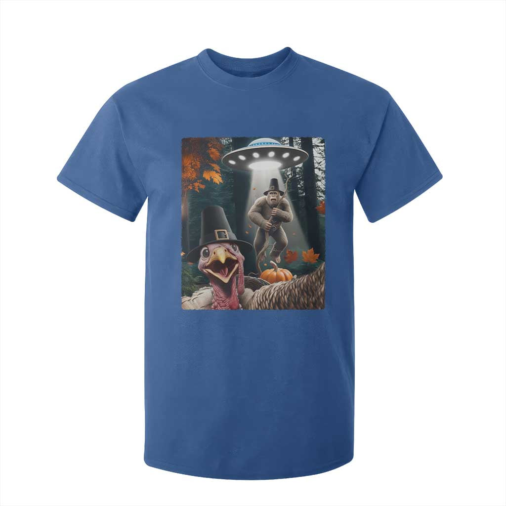 Thanksgiving Funny Bigfoot Turkey Selfie T Shirt For Kid TS14 Royal Blue Print Your Wear