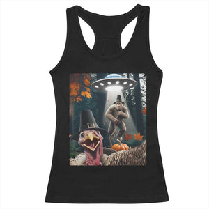 Thanksgiving Funny Bigfoot Turkey Selfie Racerback Tank Top TS14 Black Print Your Wear