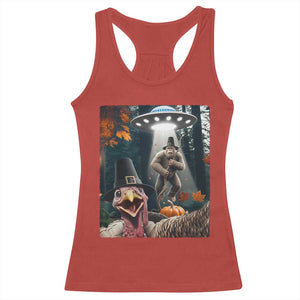 Thanksgiving Funny Bigfoot Turkey Selfie Racerback Tank Top TS14 Red Print Your Wear