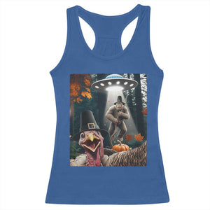 Thanksgiving Funny Bigfoot Turkey Selfie Racerback Tank Top TS14 Royal Blue Print Your Wear