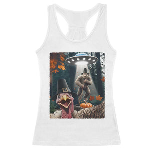 Thanksgiving Funny Bigfoot Turkey Selfie Racerback Tank Top TS14 White Print Your Wear