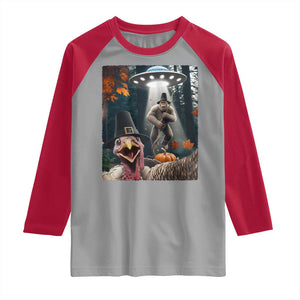 Thanksgiving Funny Bigfoot Turkey Selfie Raglan Shirt TS14 Sport Gray Red Print Your Wear