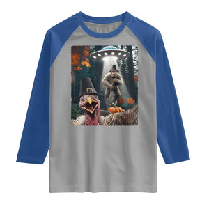 Thanksgiving Funny Bigfoot Turkey Selfie Raglan Shirt TS14 Sport Gray Royal Print Your Wear