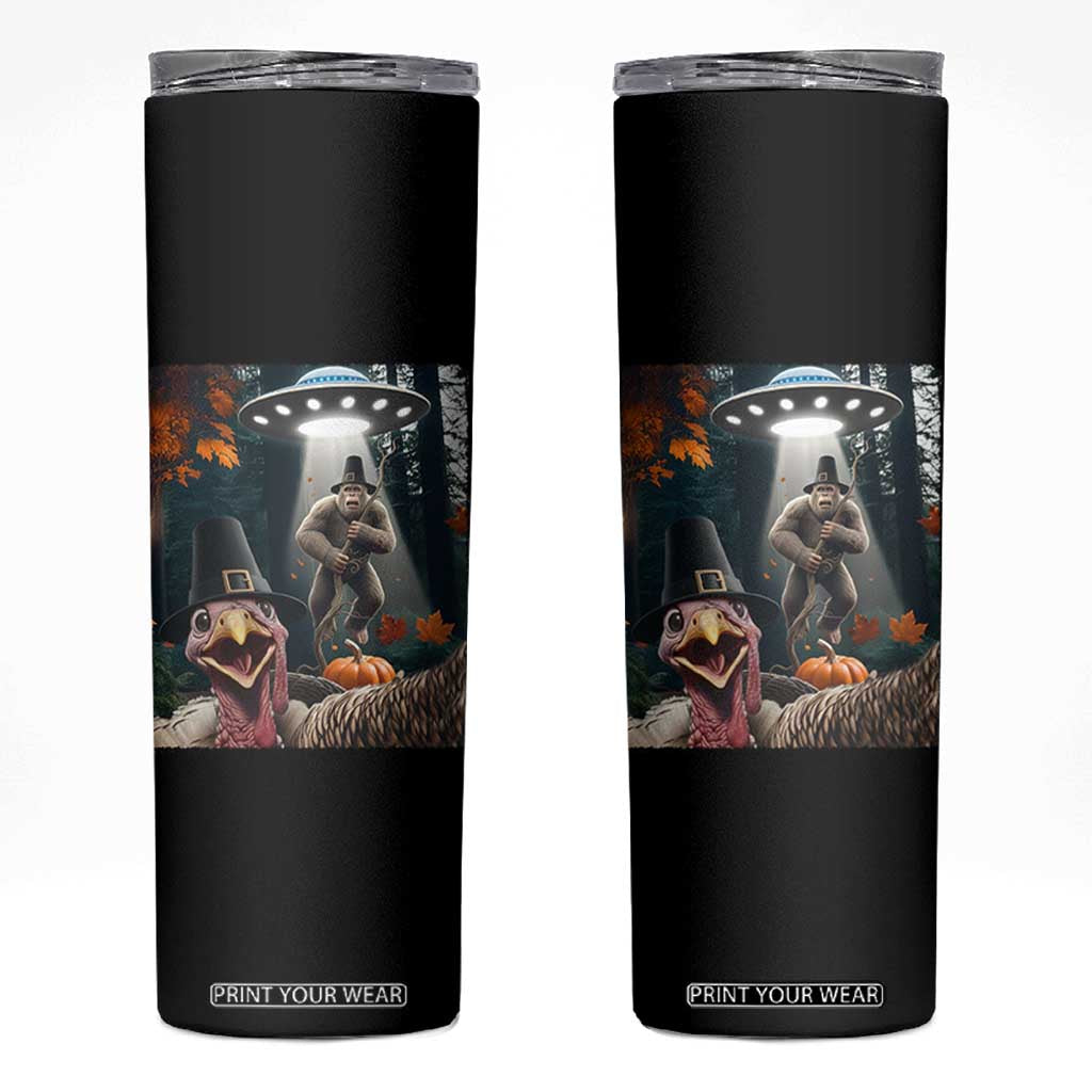 Thanksgiving Funny Bigfoot Turkey Selfie Skinny Tumbler TS14 Black Print Your Wear