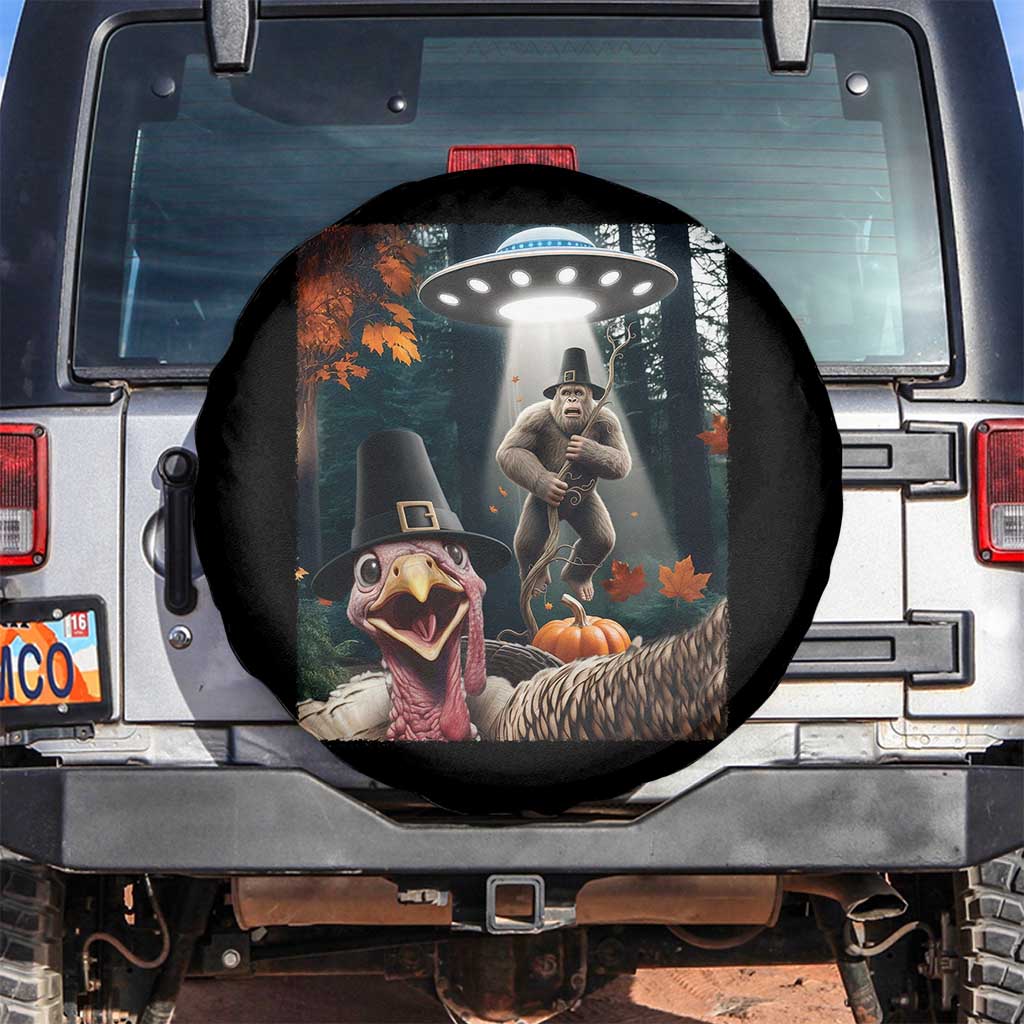 Thanksgiving Funny Bigfoot Turkey Selfie Spare Tire Cover TS14 No hole Black Print Your Wear