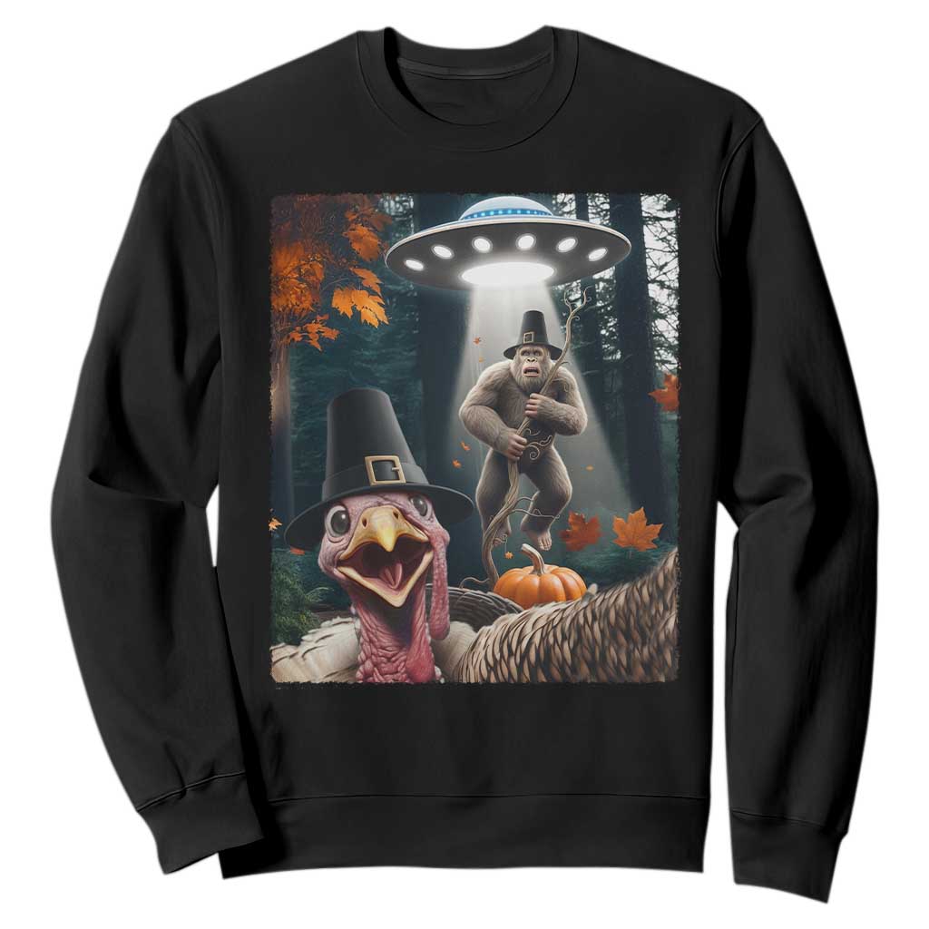 Thanksgiving Funny Bigfoot Turkey Selfie Sweatshirt TS14 Black Print Your Wear