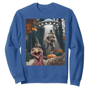 Thanksgiving Funny Bigfoot Turkey Selfie Sweatshirt TS14 Royal Blue Print Your Wear