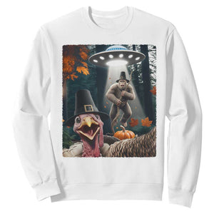 Thanksgiving Funny Bigfoot Turkey Selfie Sweatshirt TS14 White Print Your Wear