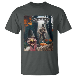 Thanksgiving Funny Bigfoot Turkey Selfie T Shirt TS14 Dark Heather Print Your Wear