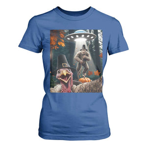 Thanksgiving Funny Bigfoot Turkey Selfie T Shirt For Women TS14 Royal Blue Print Your Wear