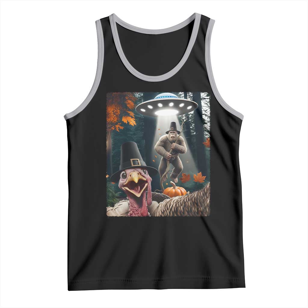 Thanksgiving Funny Bigfoot Turkey Selfie Tank Top TS14 Black Athletic Heather Print Your Wear