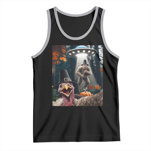 Thanksgiving Funny Bigfoot Turkey Selfie Tank Top TS14 Black Athletic Heather Print Your Wear