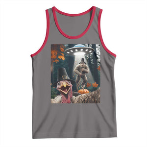 Thanksgiving Funny Bigfoot Turkey Selfie Tank Top TS14 Deep Heather Red Print Your Wear