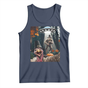 Thanksgiving Funny Bigfoot Turkey Selfie Tank Top TS14 Navy Print Your Wear