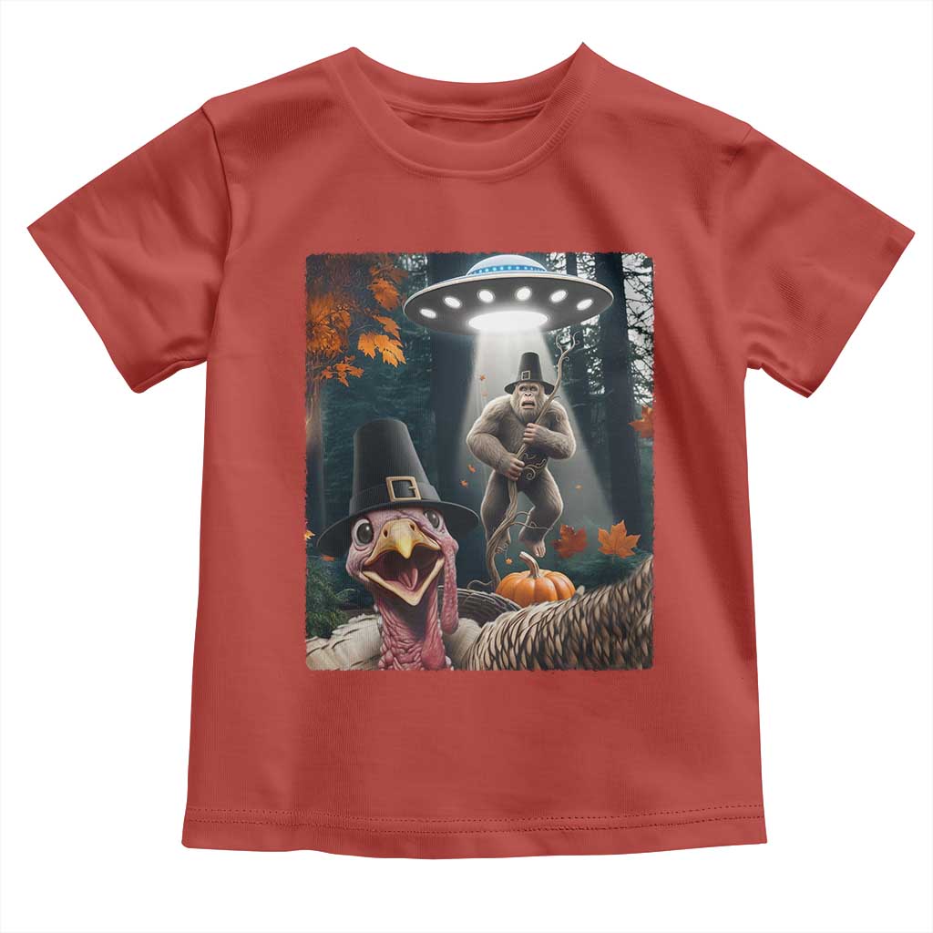 Thanksgiving Funny Bigfoot Turkey Selfie Toddler T Shirt TS14 Red Print Your Wear