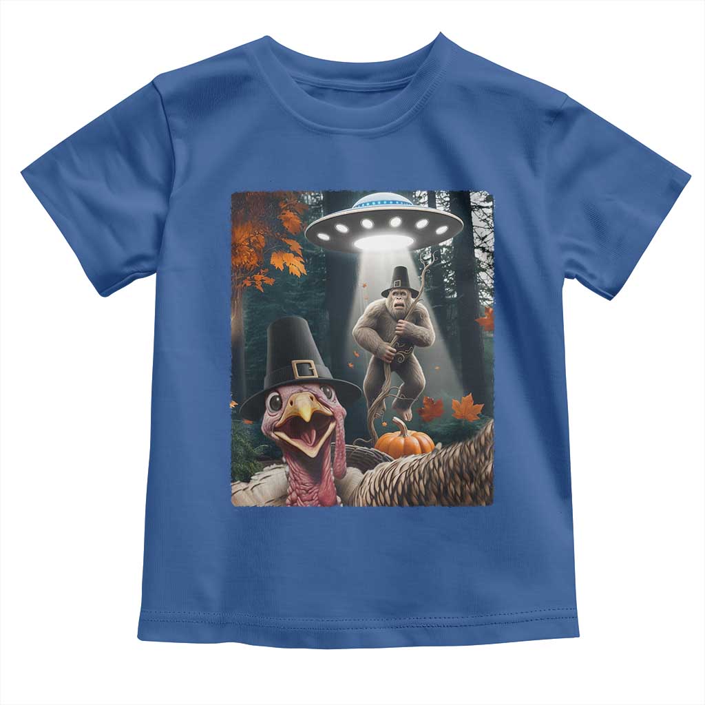 Thanksgiving Funny Bigfoot Turkey Selfie Toddler T Shirt TS14 Royal Blue Print Your Wear