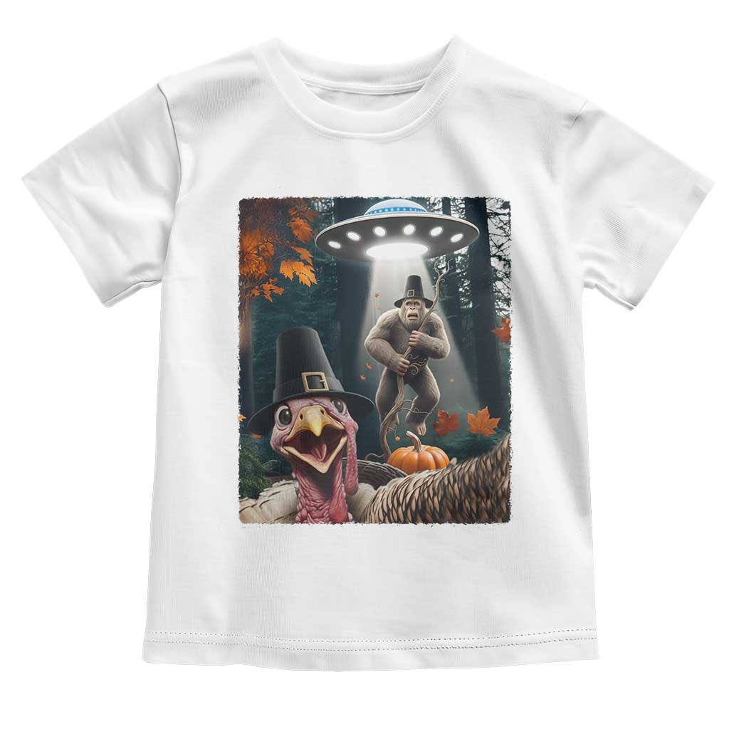 Thanksgiving Funny Bigfoot Turkey Selfie Toddler T Shirt TS14 White Print Your Wear