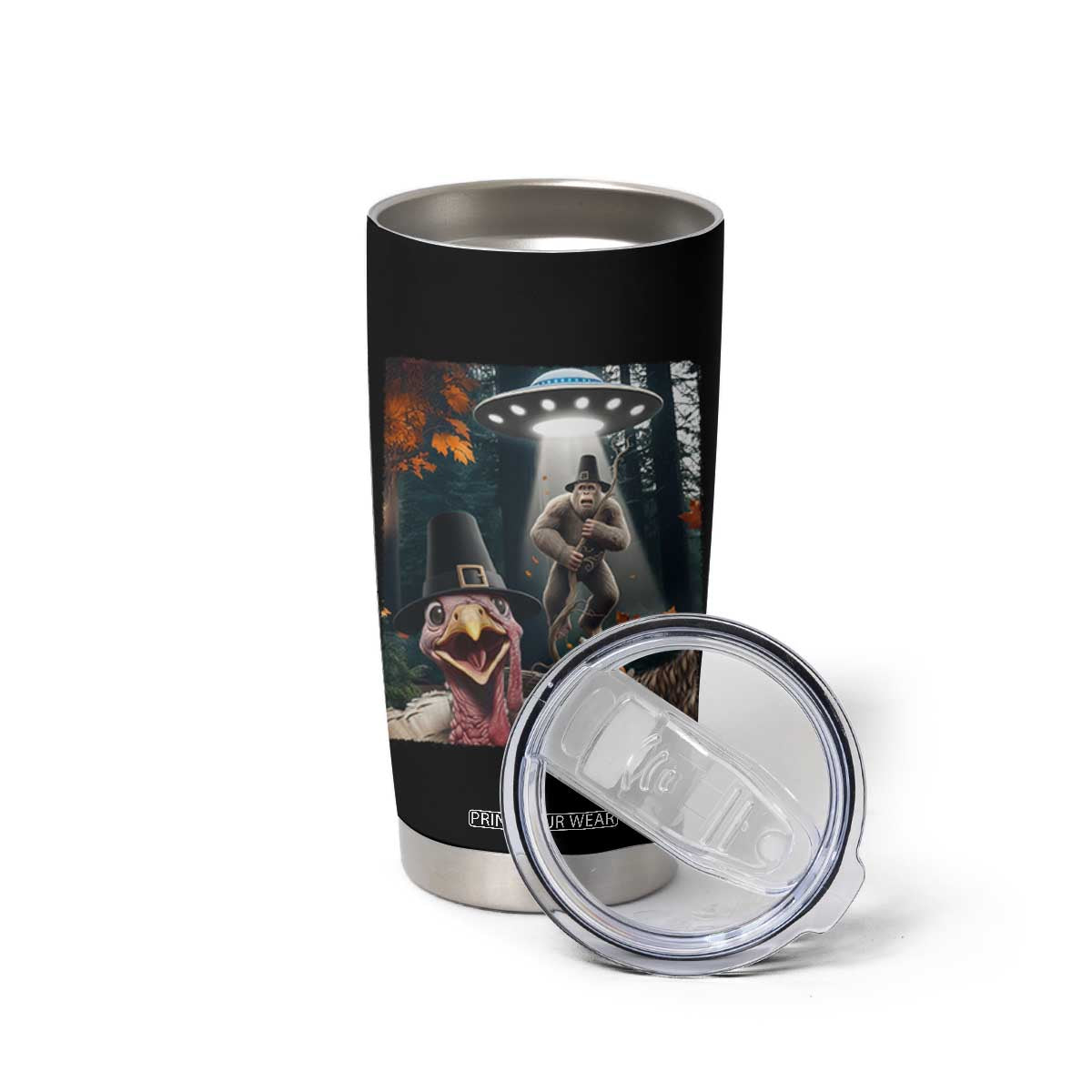 Thanksgiving Funny Bigfoot Turkey Selfie Tumbler Cup TS14 Print Your Wear