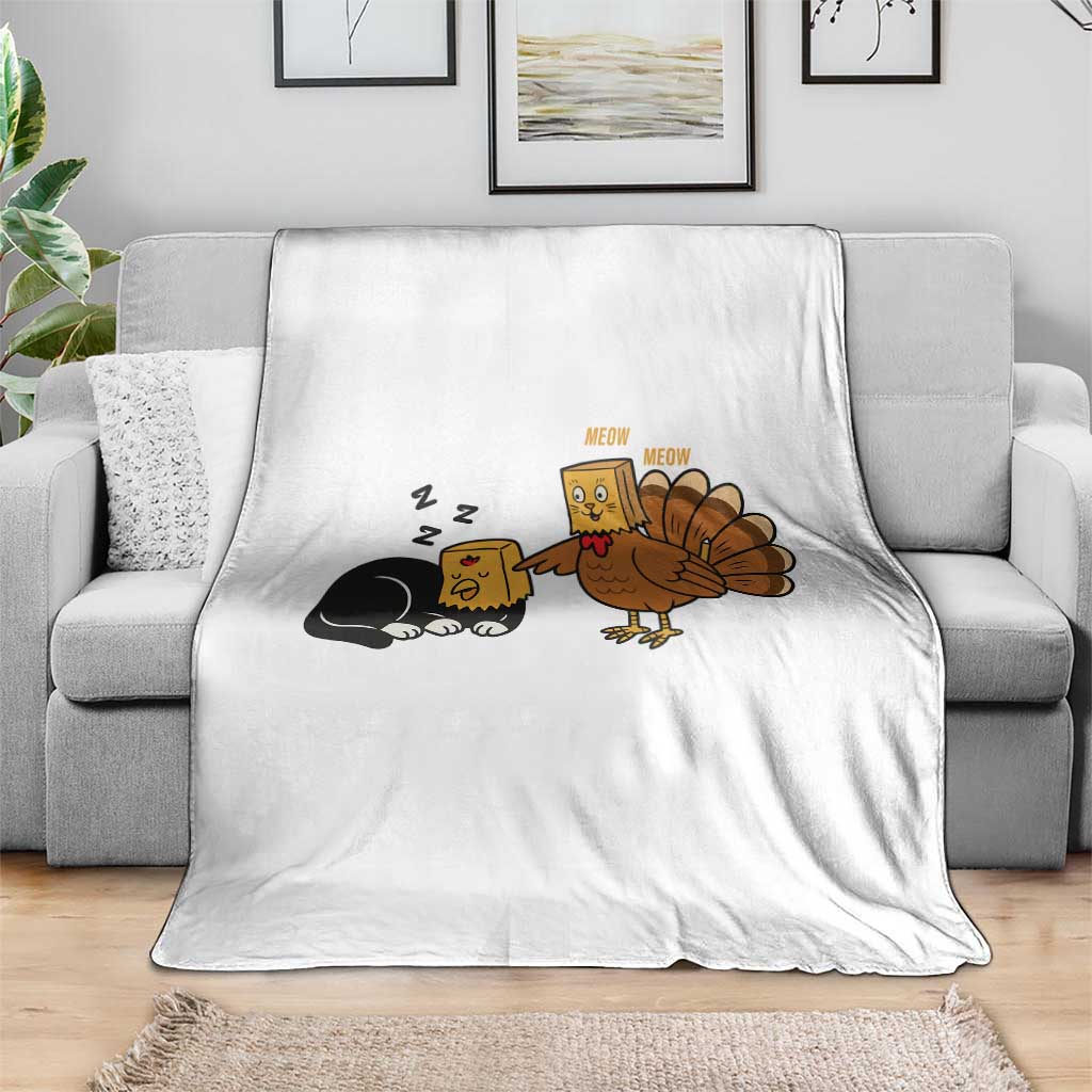 Funny Thanksgiving Throw Blanket Turkey Fake Cat Meow TS14 Print Your Wear