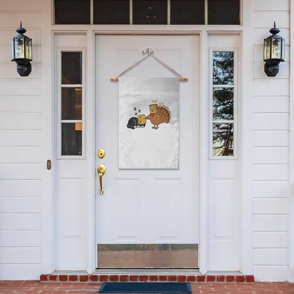 Funny Thanksgiving Garden Flag Turkey Fake Cat Meow TS14 Print Your Wear