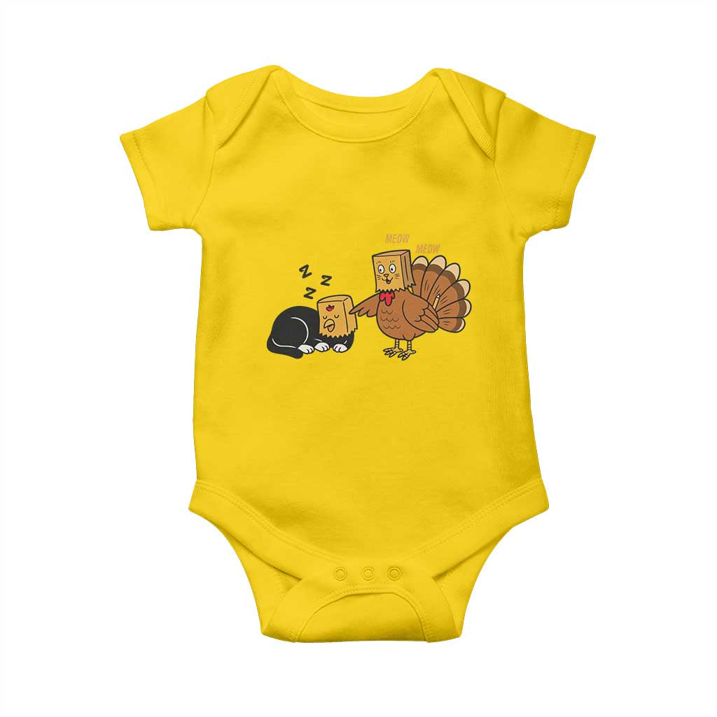 Funny Thanksgiving Baby Onesie Turkey Fake Cat Meow TS14 Daisy Print Your Wear