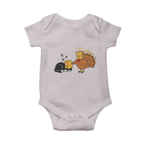 Funny Thanksgiving Baby Onesie Turkey Fake Cat Meow TS14 Ice Gray Print Your Wear