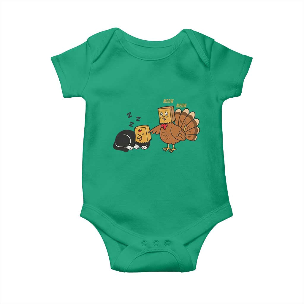 Funny Thanksgiving Baby Onesie Turkey Fake Cat Meow TS14 Irish Green Print Your Wear