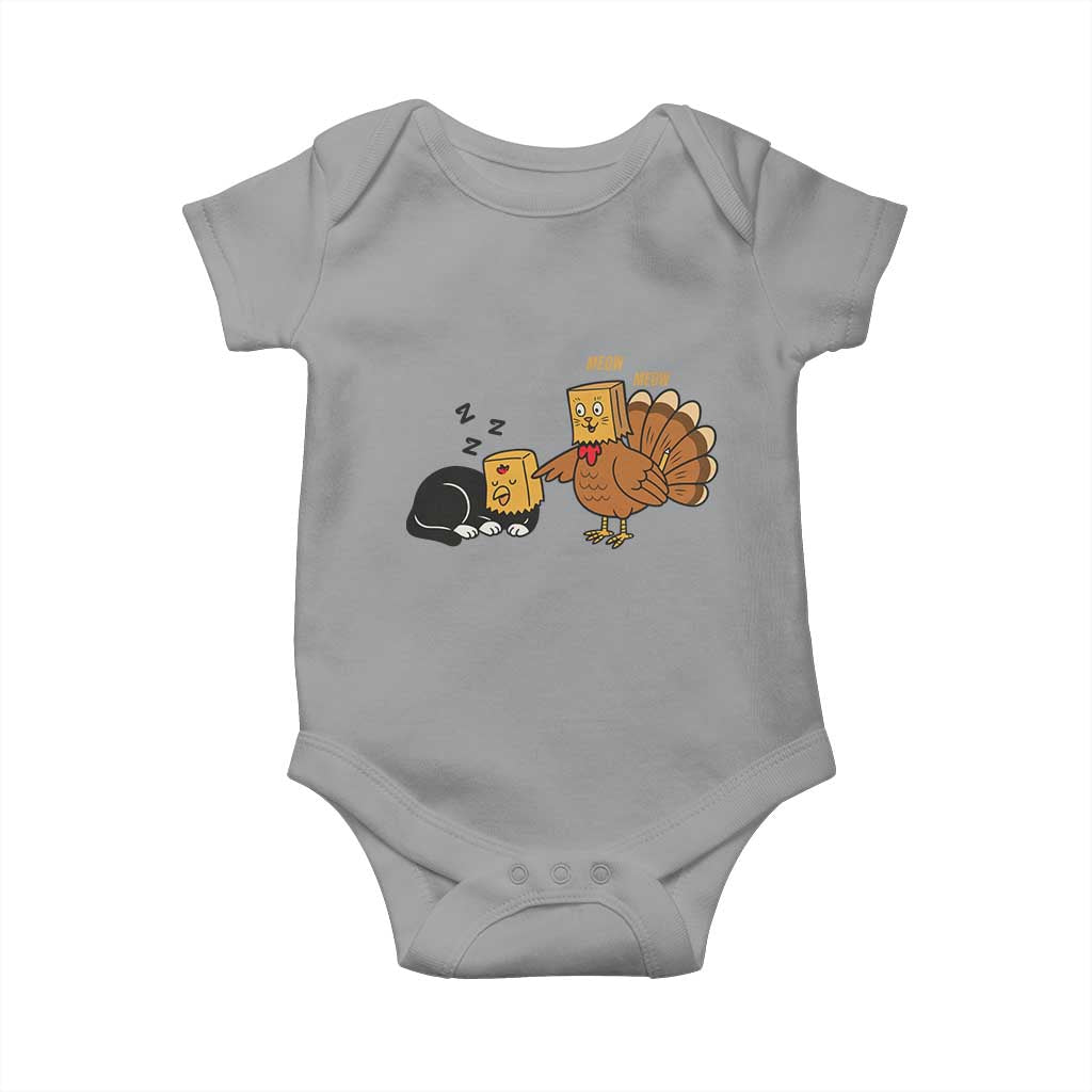 Funny Thanksgiving Baby Onesie Turkey Fake Cat Meow TS14 Sport Gray Print Your Wear
