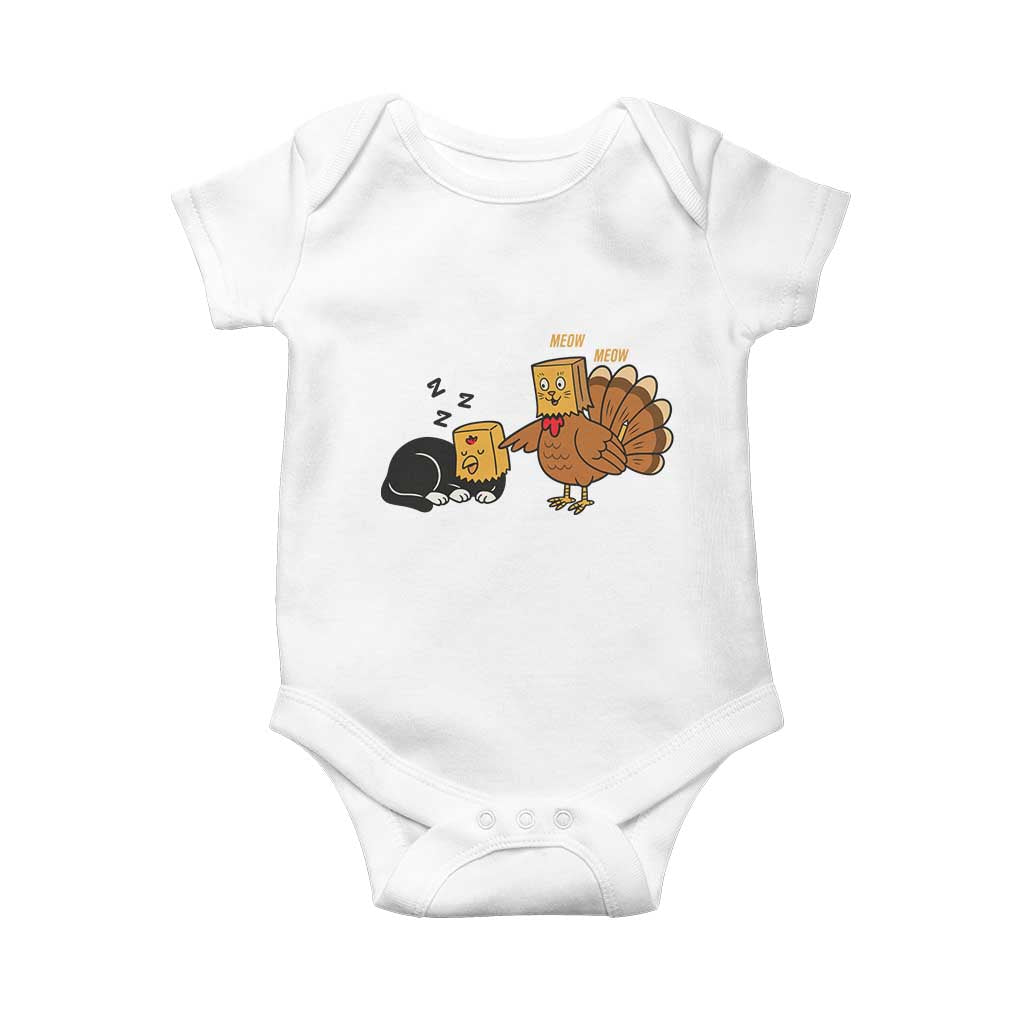 Funny Thanksgiving Baby Onesie Turkey Fake Cat Meow TS14 White Print Your Wear