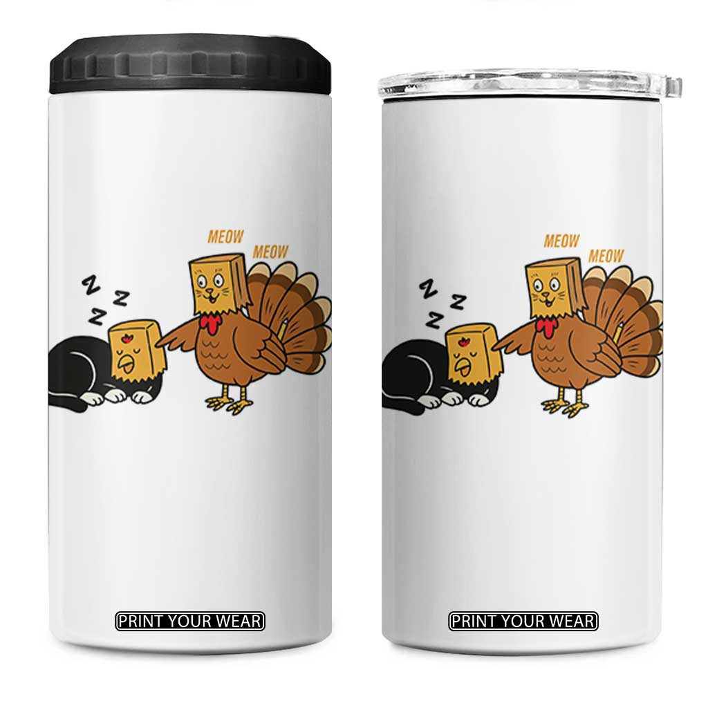 Funny Thanksgiving 4 in 1 Can Cooler Tumbler Turkey Fake Cat Meow TS14 One Size: 16 oz White Print Your Wear