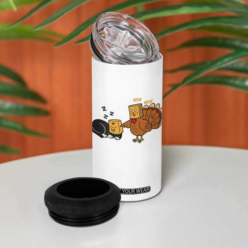 Funny Thanksgiving 4 in 1 Can Cooler Tumbler Turkey Fake Cat Meow TS14 Print Your Wear