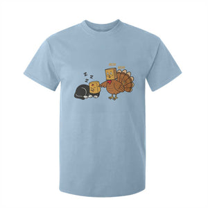 Funny Thanksgiving T Shirt For Kid Turkey Fake Cat Meow TS14 Light Blue Print Your Wear