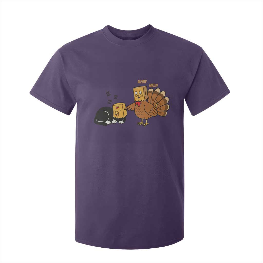 Funny Thanksgiving T Shirt For Kid Turkey Fake Cat Meow TS14 Purple Print Your Wear