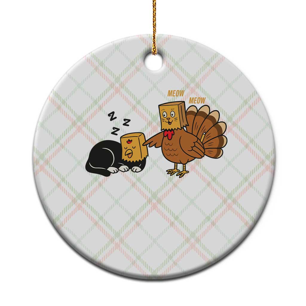 Funny Thanksgiving Ceramic Ornament Turkey Fake Cat Meow TS14 1pc Christmas Plaid Print Your Wear