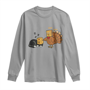 Funny Thanksgiving Long Sleeve Shirt Turkey Fake Cat Meow TS14 Sport Gray Print Your Wear