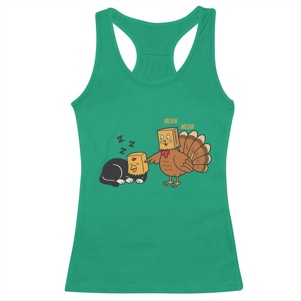 Funny Thanksgiving Racerback Tank Top Turkey Fake Cat Meow TS14 Irish Green Print Your Wear