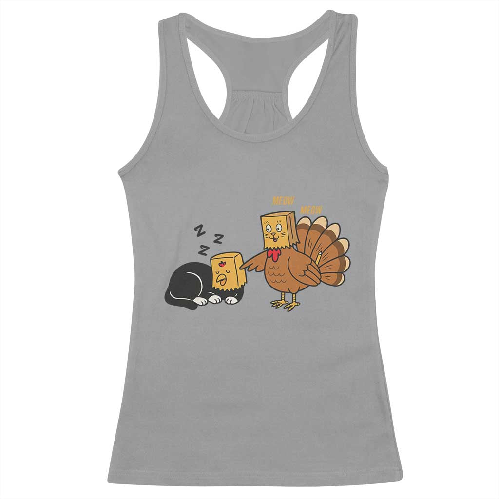Funny Thanksgiving Racerback Tank Top Turkey Fake Cat Meow TS14 Sport Gray Print Your Wear