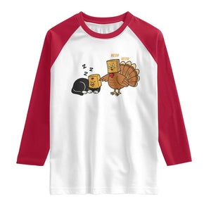 Funny Thanksgiving Raglan Shirt Turkey Fake Cat Meow TS14 White Red Print Your Wear
