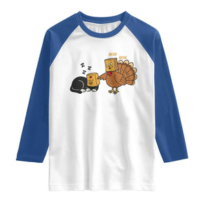 Funny Thanksgiving Raglan Shirt Turkey Fake Cat Meow TS14 White Royal Print Your Wear