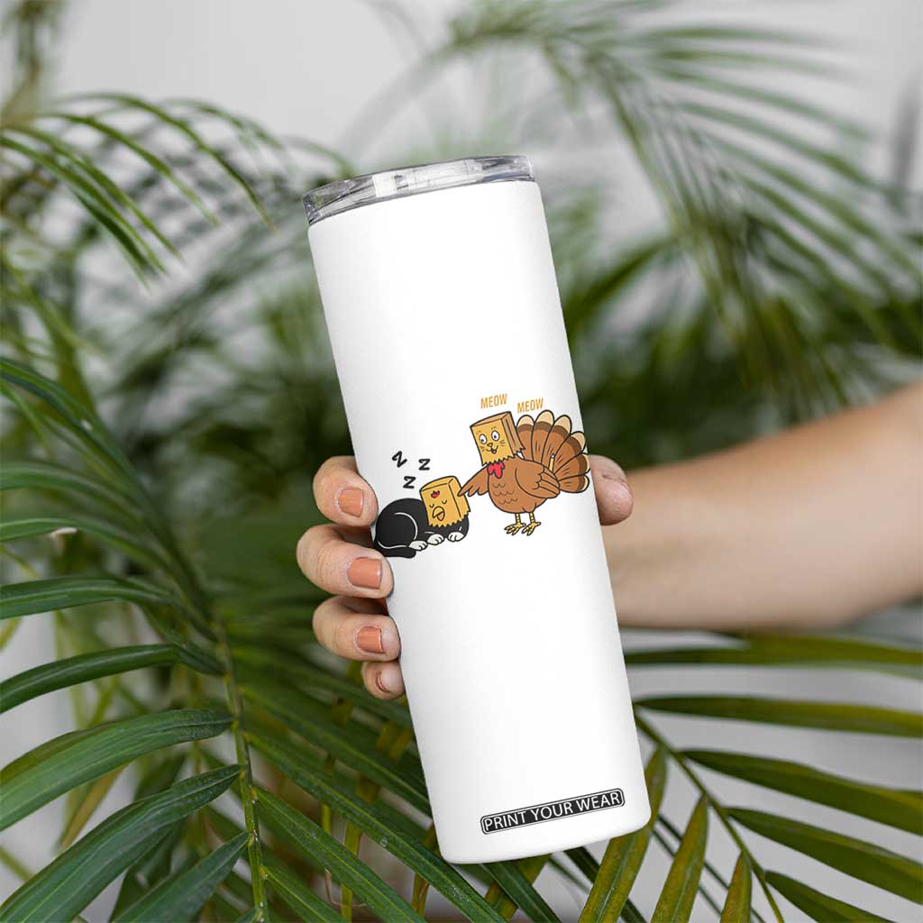 Funny Thanksgiving Skinny Tumbler Turkey Fake Cat Meow TS14 Print Your Wear